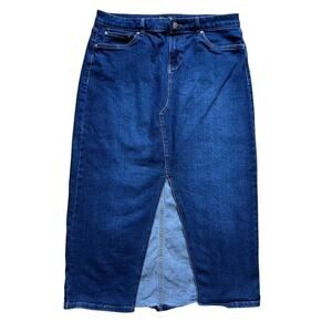 Vintage Baccini 90s Maxi Denim Jean Skirt with V Slit Front Womens Size 12